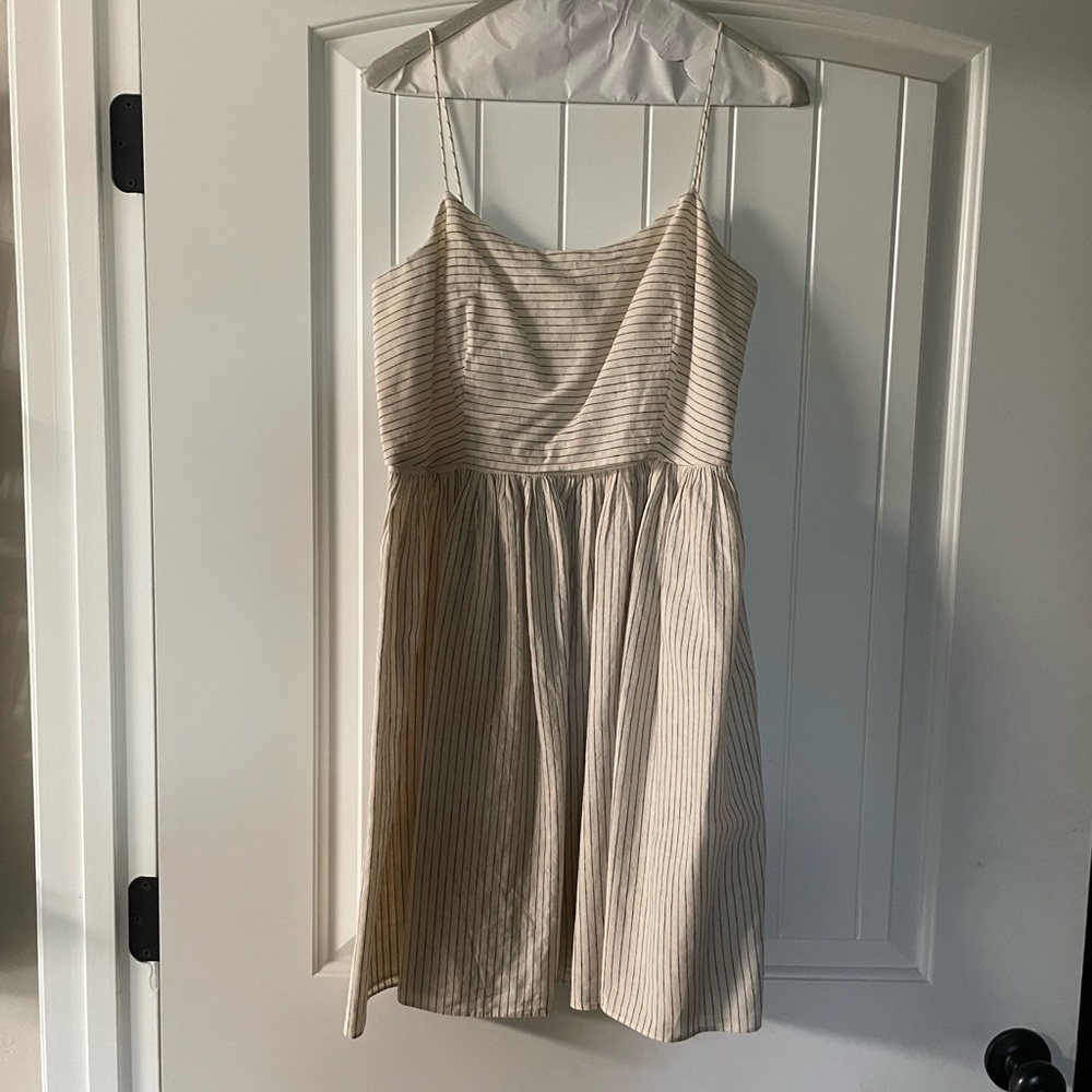 Beautiful cream with faint navy stripes J.Crew dress!